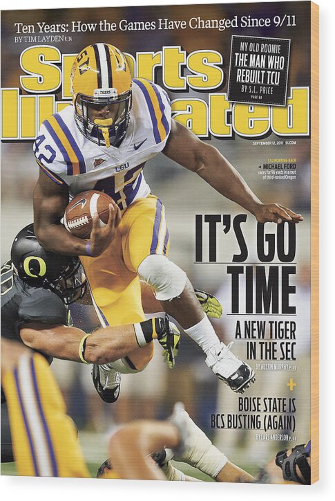 Magazine Cover Wood Print featuring the photograph Louisiana State University Vs University Of Oregon Sports Illustrated Cover by Sports Illustrated