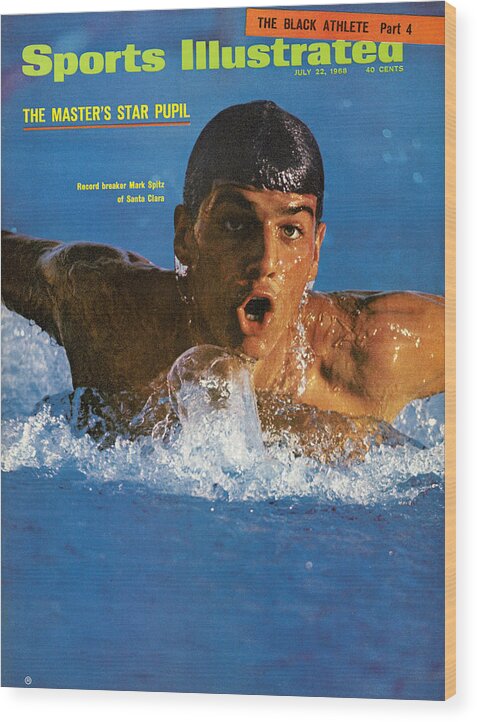 Magazine Cover Wood Print featuring the photograph Mark Spitz, Swimming Sports Illustrated Cover by Sports Illustrated