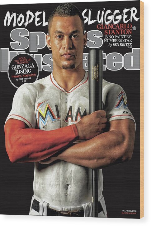 Magazine Cover Wood Print featuring the photograph Model Slugger Giancarlo Stanton Is No Paint-by-numbers Star Sports Illustrated Cover by Sports Illustrated