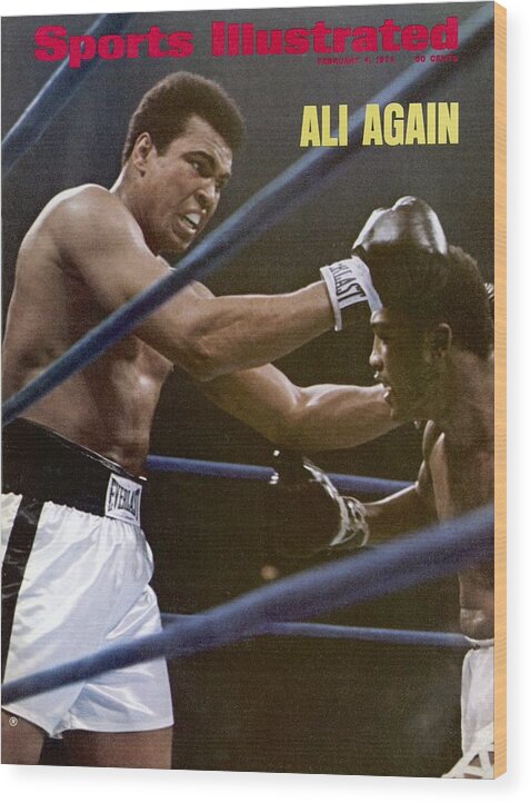 Joe Frazier Wood Print featuring the photograph Muhammad Ali, 1974 Nabf Heavyweight Title Sports Illustrated Cover by Sports Illustrated