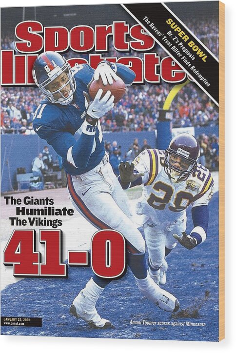 Magazine Cover Wood Print featuring the photograph New York Giants Amani Toomer, 2001 Nfc Championship Sports Illustrated Cover by Sports Illustrated