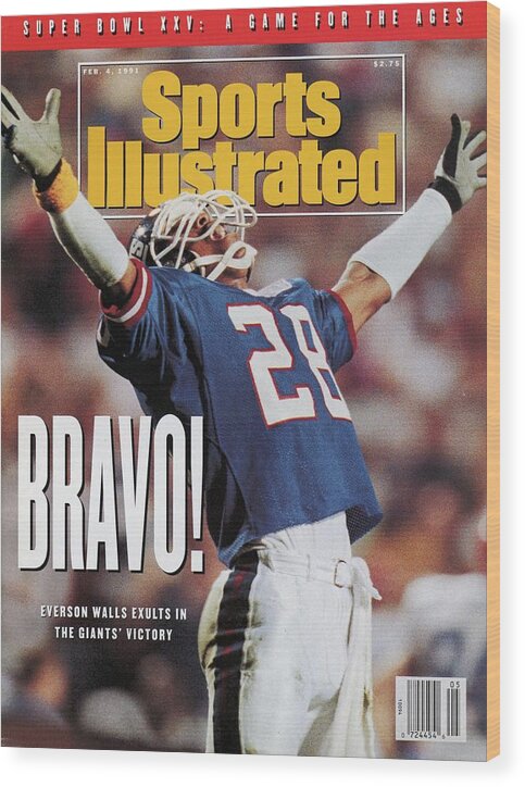 Magazine Cover Wood Print featuring the photograph New York Giants Everson Walls, Super Bowl Xxv Sports Illustrated Cover by Sports Illustrated