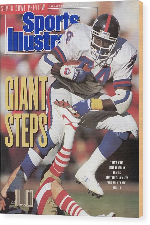 Candlestick Park Wood Print featuring the photograph New York Giants Ottis Anderson, 1991 Nfc Championship Sports Illustrated Cover by Sports Illustrated