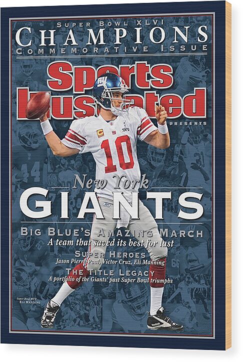 #faatoppicks Wood Print featuring the photograph New York Giants Qb Eli Manning, Super Bowl Xlvi Champions Sports Illustrated Cover by Sports Illustrated
