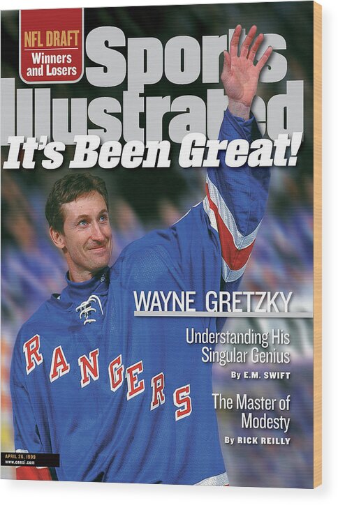 National Hockey League Wood Print featuring the photograph New York Rangers Wayne Gretzky Sports Illustrated Cover by Sports Illustrated