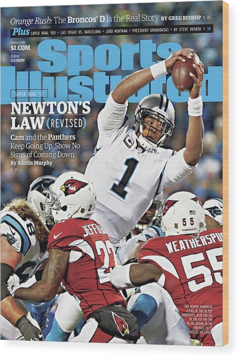 Magazine Cover Wood Print featuring the photograph Newtons Law Revised Cam And The Panthers Keep Going Up Sports Illustrated Cover by Sports Illustrated