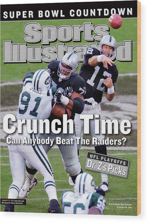 Magazine Cover Wood Print featuring the photograph Oakland Raiders Qb Rich Gannon, 2003 Afc Divisional Playoffs Sports Illustrated Cover by Sports Illustrated