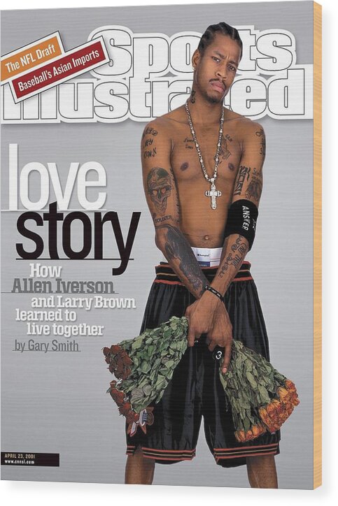 Magazine Cover Wood Print featuring the photograph Philadelphia 76ers Allen Iverson Sports Illustrated Cover by Sports Illustrated