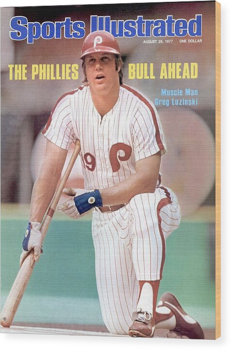 Magazine Cover Wood Print featuring the photograph Philadelphia Phillies Greg Luzinski... Sports Illustrated Cover by Sports Illustrated