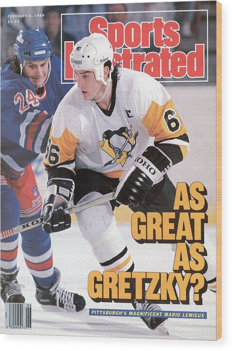 1980-1989 Wood Print featuring the photograph Pittsburgh Penguins Mario Lemeiux... Sports Illustrated Cover by Sports Illustrated