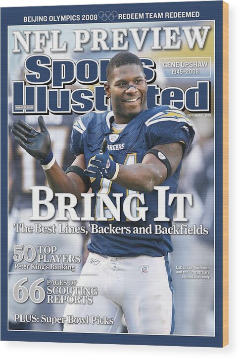 Magazine Cover Wood Print featuring the photograph San Diego Chargers Ladainian Tomlinson... Sports Illustrated Cover by Sports Illustrated