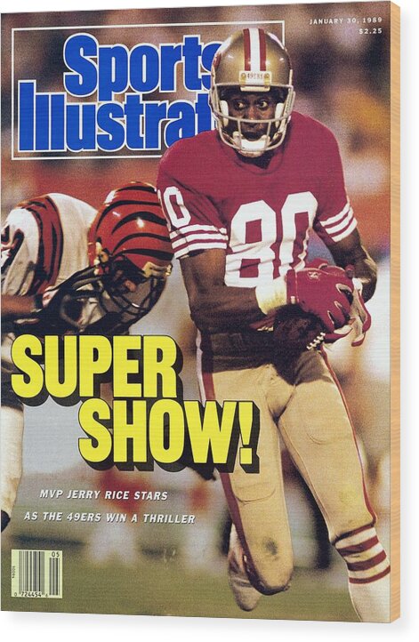 Magazine Cover Wood Print featuring the photograph San Francisco 49ers Jerry Rice, Super Bowl Xxiii Sports Illustrated Cover by Sports Illustrated