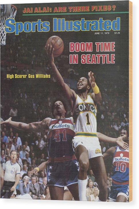 Playoffs Wood Print featuring the photograph Seattle Supersonics Gus Williams, 1979 Nba Finals Sports Illustrated Cover by Sports Illustrated