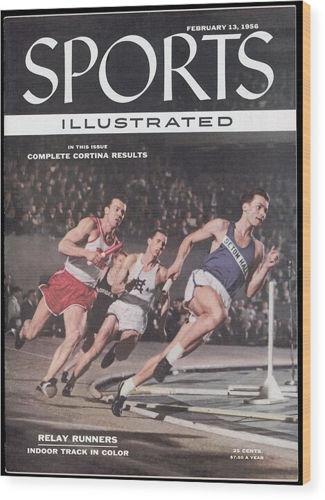 Magazine Cover Wood Print featuring the photograph Seton Hall Charles Maute, 1955 Nyac Indoor Games Sports Illustrated Cover by Sports Illustrated