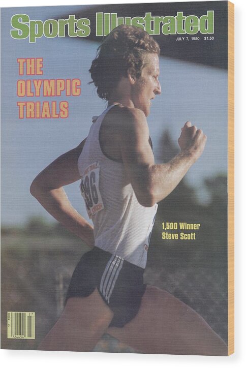 1980-1989 Wood Print featuring the photograph Steve Scott, 1980 Us Olympic Track & Field Trials Sports Illustrated Cover by Sports Illustrated