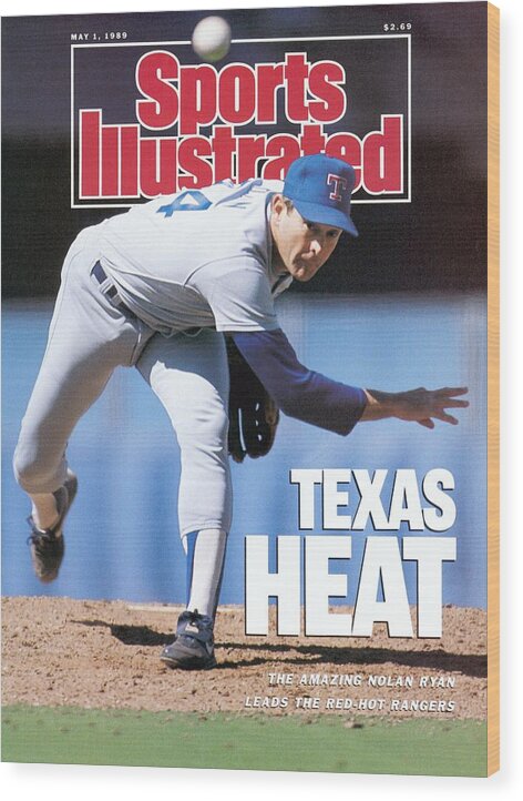 1980-1989 Wood Print featuring the photograph Texas Rangers Nolan Ryan... Sports Illustrated Cover by Sports Illustrated