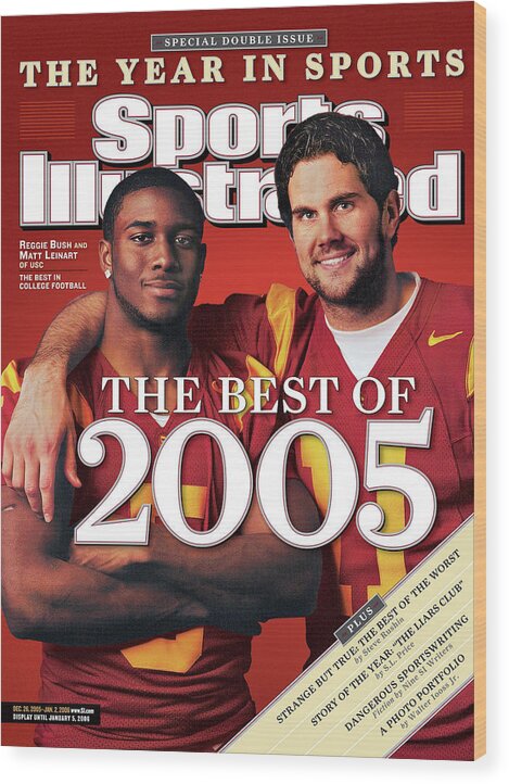 Magazine Cover Wood Print featuring the photograph The Best Of 2005 Reggie Bush And Matt Leinart Of Usc Sports Illustrated Cover by Sports Illustrated