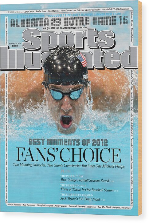 Magazine Cover Wood Print featuring the photograph The Moments Of 2012 Michael Phelps Sports Illustrated Cover by Sports Illustrated