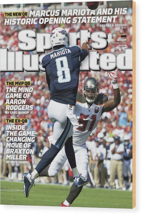 Magazine Cover Wood Print featuring the photograph The New Qb Marcus Mariota And His Historic Opening Statement Sports Illustrated Cover by Sports Illustrated