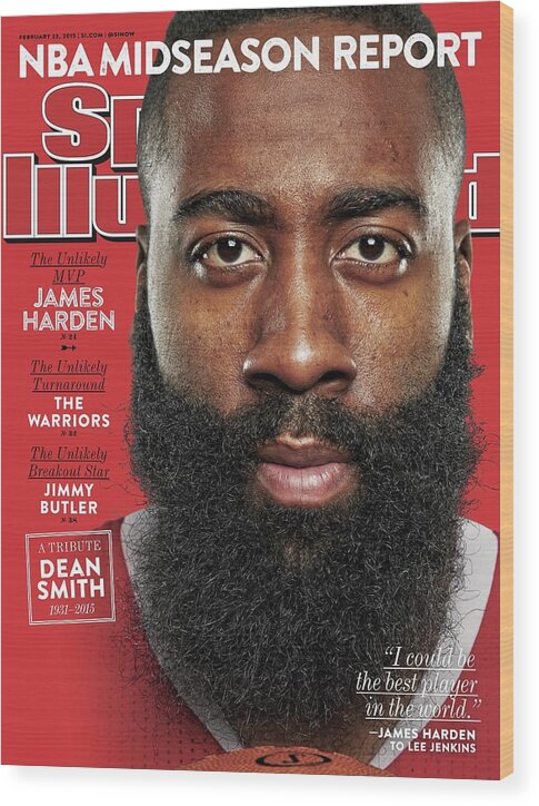 Magazine Cover Wood Print featuring the photograph The Unlikely Mvp James Harden Sports Illustrated Cover by Sports Illustrated