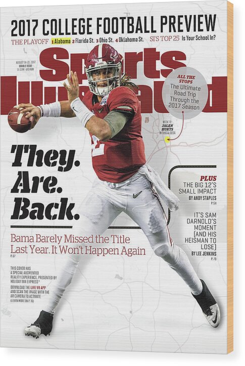 Atlanta Wood Print featuring the photograph University Of Alabama Jalen Hurts, 2017 College Football Sports Illustrated Cover by Sports Illustrated