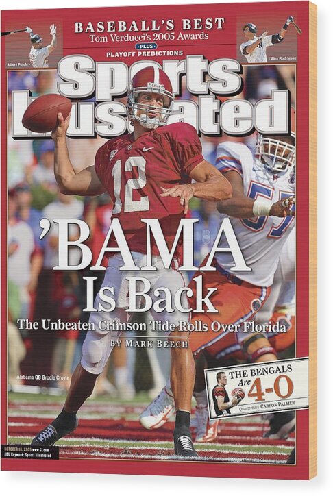 Magazine Cover Wood Print featuring the photograph University Of Alabama Qb Brodie Croyle Sports Illustrated Cover by Sports Illustrated