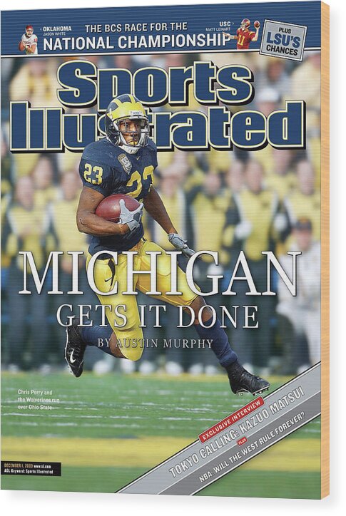 Magazine Cover Wood Print featuring the photograph University Of Michigan Chris Perry Sports Illustrated Cover by Sports Illustrated