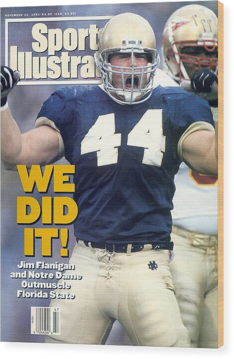 Magazine Cover Wood Print featuring the photograph University Of Notre Dame Jim Flanigan Sports Illustrated Cover by Sports Illustrated