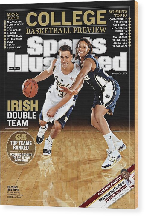 Magazine Cover Wood Print featuring the photograph University Of Notre Dame Kyle Mcalarney And Ashley Barlow Sports Illustrated Cover by Sports Illustrated
