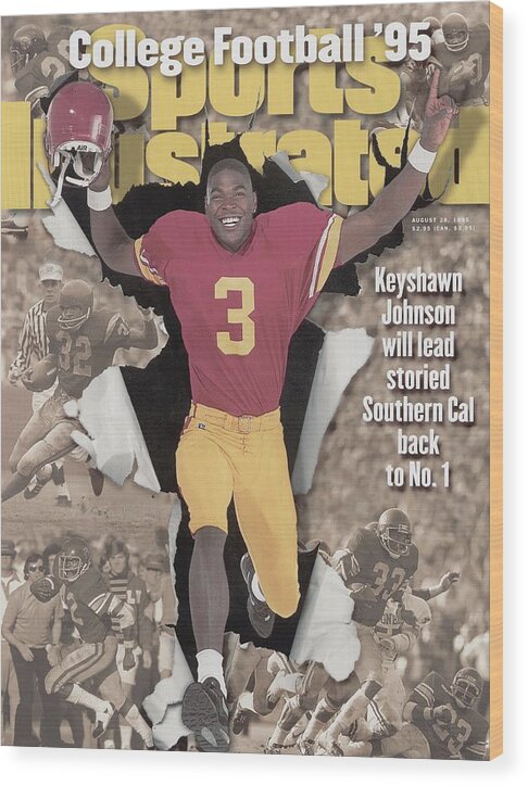 California Wood Print featuring the photograph University Of Southern California Keyshawn Johnson, 1995 Sports Illustrated Cover by Sports Illustrated