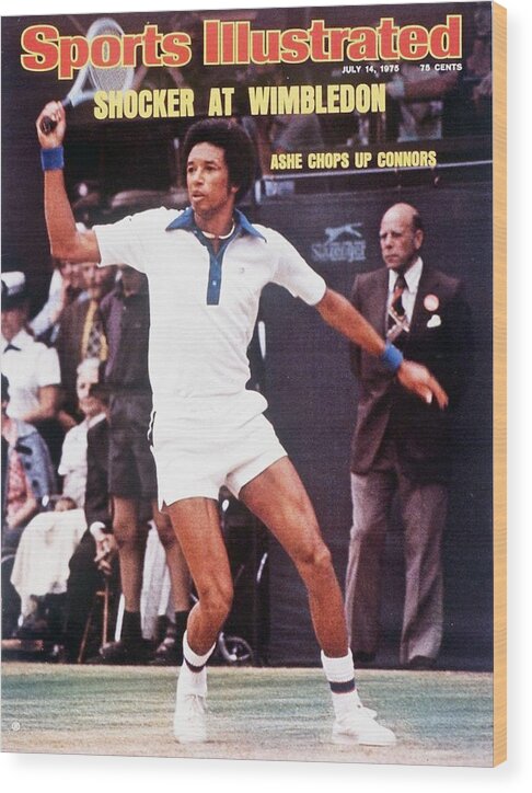 Magazine Cover Wood Print featuring the photograph Usa Arthur Ashe, 1975 Wimbledon Sports Illustrated Cover by Sports Illustrated