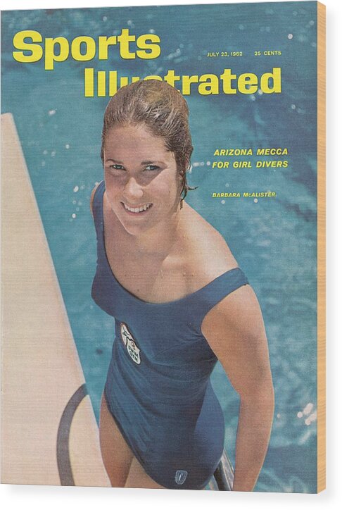 Magazine Cover Wood Print featuring the photograph Usa Barbara Mcalister, Diving Sports Illustrated Cover by Sports Illustrated