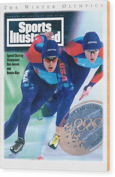 Magazine Cover Wood Print featuring the photograph Usa Dan Jansen And Bonnie Blair, 1994 Winter Olympics Sports Illustrated Cover by Sports Illustrated