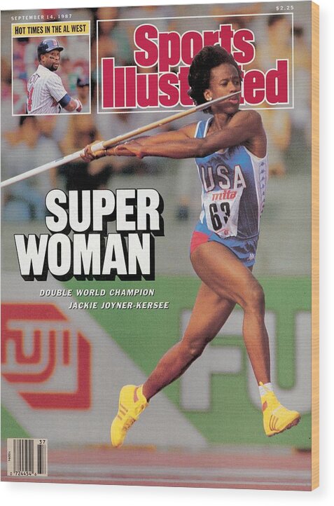 Magazine Cover Wood Print featuring the photograph Usa Jackie Joyner-kersee, 1987 Iaaf Athletics World Sports Illustrated Cover by Sports Illustrated