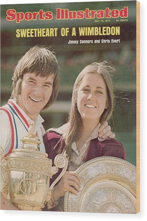 Magazine Cover Wood Print featuring the photograph Usa Jimmy Connors And Usa Chris Evert, 1974 Wimbledon Sports Illustrated Cover by Sports Illustrated