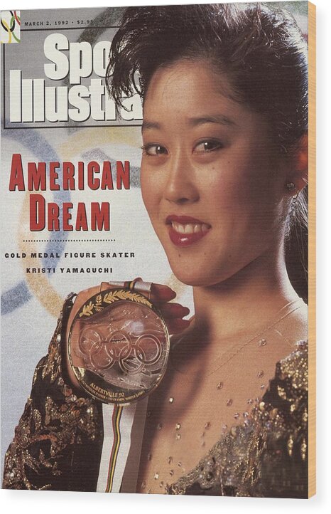 Magazine Cover Wood Print featuring the photograph Usa Kristi Yamaguchi, 1992 Winter Olympics Sports Illustrated Cover by Sports Illustrated