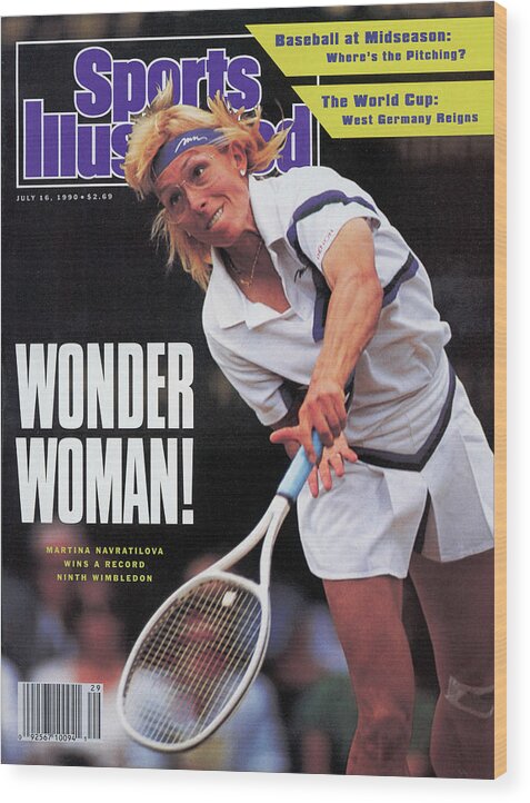 Magazine Cover Wood Print featuring the photograph Usa Martina Navratilova, 1990 Wimbledon Sports Illustrated Cover by Sports Illustrated