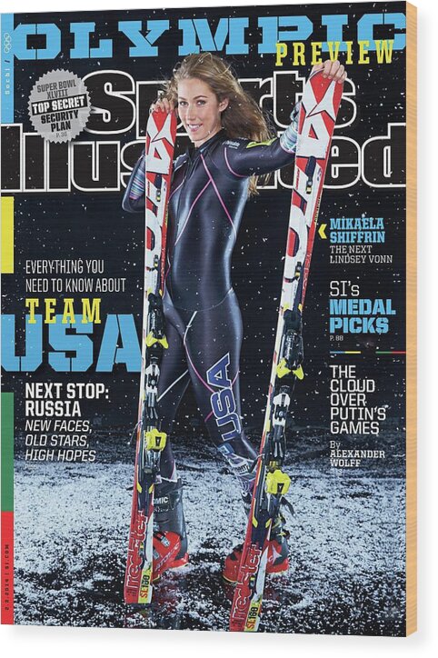 Media Day Wood Print featuring the photograph Usa Mikaela Shiffrin, 2014 Sochi Olympic Games Preview Sports Illustrated Cover by Sports Illustrated