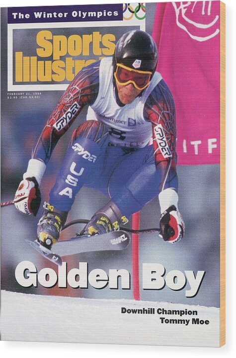 Magazine Cover Wood Print featuring the photograph Usa Tommy Moe, 1994 Winter Olympics Sports Illustrated Cover by Sports Illustrated