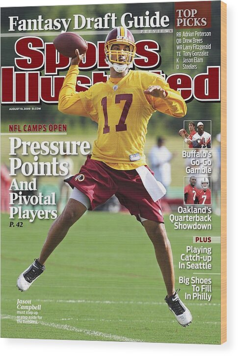 Magazine Cover Wood Print featuring the photograph Washington Redskins Qb Jason Campbell... Sports Illustrated Cover by Sports Illustrated