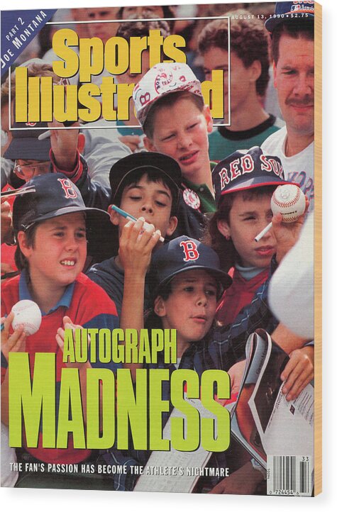Magazine Cover Wood Print featuring the photograph Young Sports Fans Autograph Madness Sports Illustrated Cover by Sports Illustrated