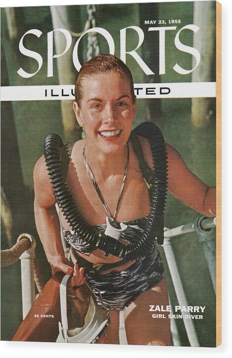 Magazine Cover Wood Print featuring the photograph Zale Parry Girl Skin Diver Sports Illustrated Cover by Sports Illustrated