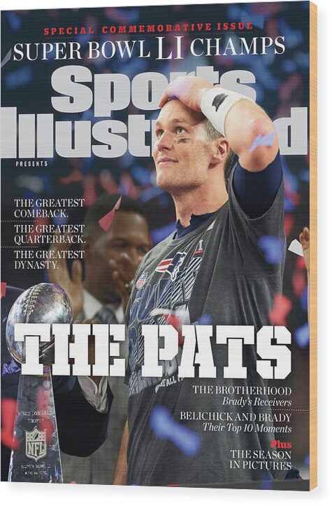 Commemorative Wood Print featuring the photograph New England Patriots, Super Bowl LI Commemorative Issue Cover by Sports Illustrated