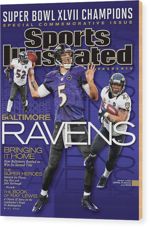 Super Bowl Wood Print featuring the photograph Super Bowl XLVII Champion Baltimore Ravens Sports Illustrated Cover by Sports Illustrated