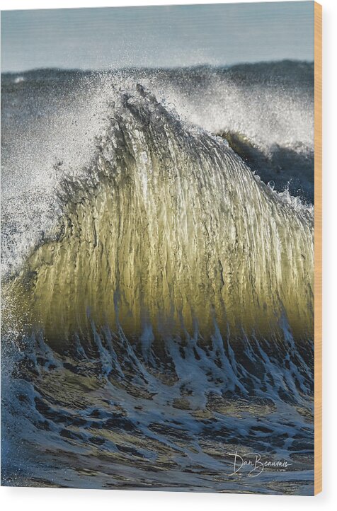 Wave Wood Print featuring the photograph Wave Collision 5084 by Dan Beauvais