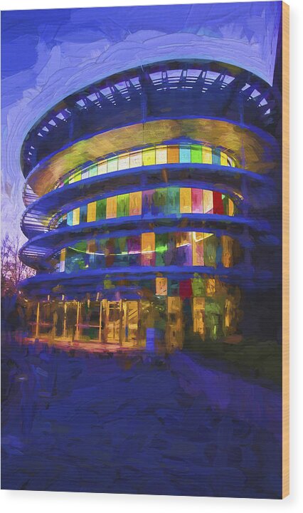 Indianapolis Wood Print featuring the photograph Indianapolis Indiana Museum of Art Painted Digitally by David Haskett II