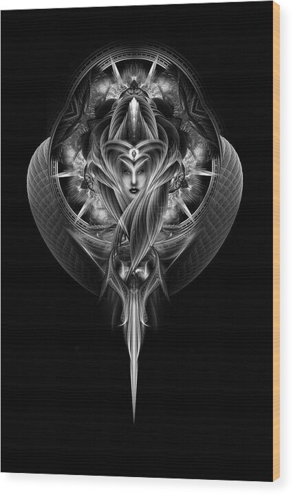 Destiny Wood Print featuring the digital art Destiny's Vision Fractal Fantasy Portrait by Rolando Burbon