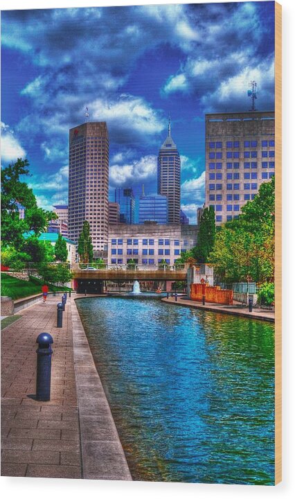 Indianapolis Wood Print featuring the photograph Downtown Indianapolis Canal by David Haskett II