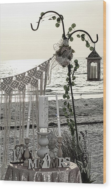 Water Wood Print featuring the photograph BOHO Beach Wedding by Portia Olaughlin