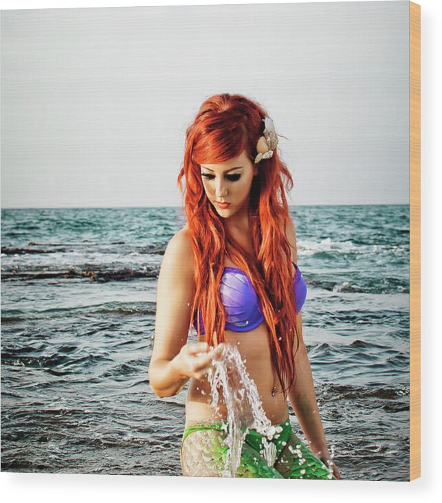 People Wood Print featuring the photograph Mermaid On The Beach #1 by Photostock-israel